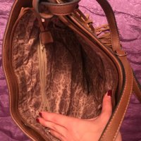 Кафява дамска чанта с ресни, снимка 1 - Чанти - 27097923