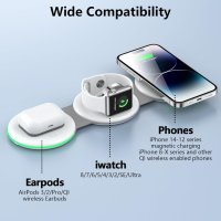  ADADPU Безжично зарядно устройство 3 в 1 за iPhone 15/14/13/12/Pro/Max, снимка 2 - Безжични зарядни - 43661771