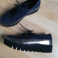 Тъмно сини обувки - естествена кожа, снимка 1 - Дамски ежедневни обувки - 29004699
