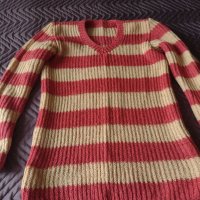 Ръчно плетен вълнен пуловер, снимка 3 - Жилетки - 34904207
