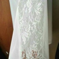 Снежно бяла блуза от шифон и дантела👗🍀M,M/L👗🍀арт.2044, снимка 3 - Блузи с дълъг ръкав и пуловери - 33588481