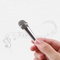 Мини микрофон за караоке сребрист 1.8x5.5см, снимка 2 - Микрофони - 43424855
