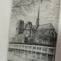 Графика-офорт"Нотр Дам"-Париж 1930г., снимка 8 - Колекции - 26650798