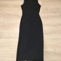 Стилна дълга черна рокля С , снимка 1 - Рокли - 11357167