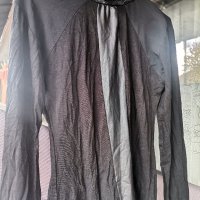 Дамска черна блуза с поло, снимка 4 - Блузи с дълъг ръкав и пуловери - 43072294