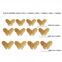 3D 12 броя златисти пеперуди за декорация на стена ПОДАРЪК , снимка 4 - Декорация за дома - 32552124
