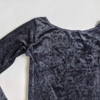 Дамско кадифено боди с отворен гръб, снимка 2 - Блузи с дълъг ръкав и пуловери - 32598025