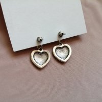 Дамски обеци с висулки сърца в сребрист цвят, снимка 5 - Обеци - 43899778