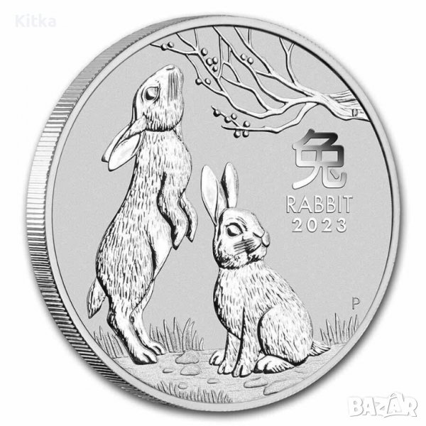 2 oz сребро ЛУНАР "ГОДИНА НА ЗАЕКА" 2023 г. - UNC, снимка 1