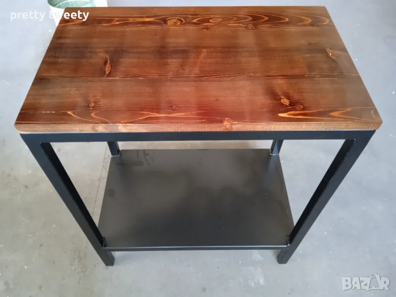 Метален стелаж/масичка с дървен плот, снимка 1