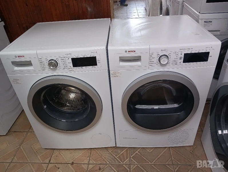 Комплект пералня и сушилня с термопомпа Бош серия 8 А+++ 2 години гаранция!, снимка 1