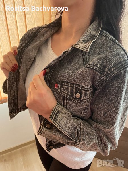 Черно дънково яке, размер М, снимка 1