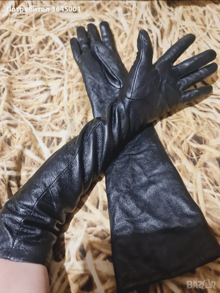 Луксозни дълги черни ръкавици от естествена кожа / XXL /. НОВИ , снимка 1