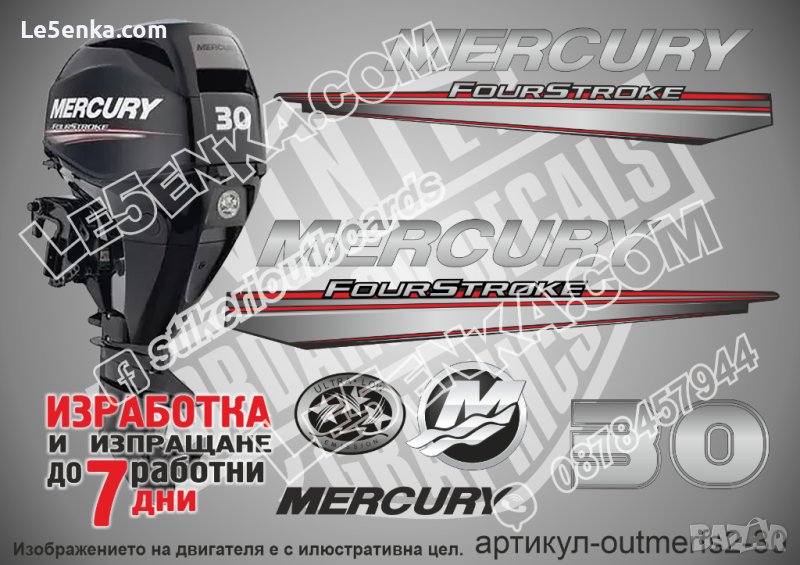 MERCURY 30 hp EFI 2013-2017 Меркюри извънбордов двигател стикери надписи лодка яхта outmerfs2-30, снимка 1