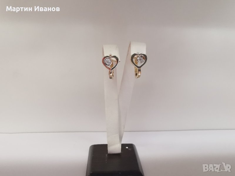 Златни обеци сърце , снимка 1