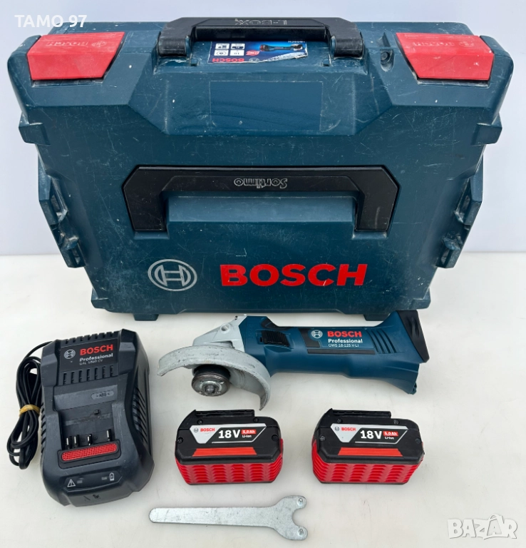 BOSCH GWS 18V-125 V-Li - Акумулаторен ъглошлайф 2x18V 5.0Ah, снимка 1