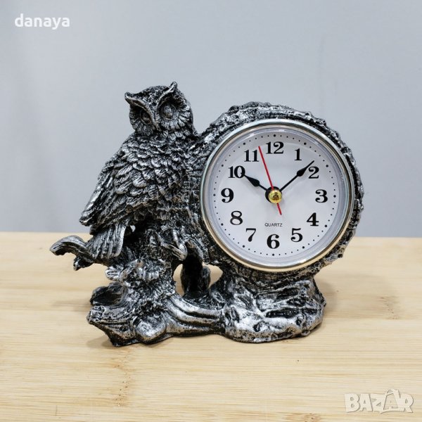 4421 Декоративен настолен часовник с бухал, снимка 1