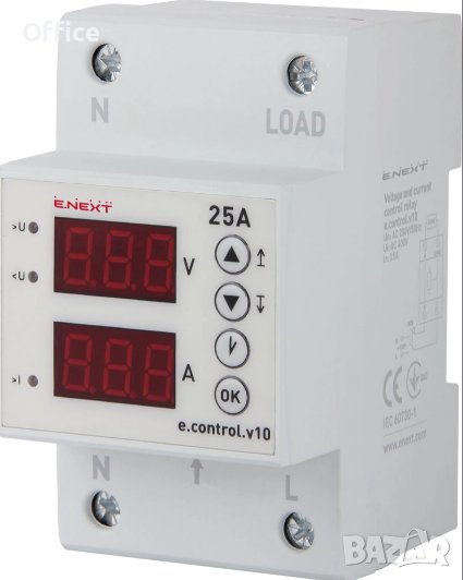 Реле за контрол на напрежение и ток 25А e.control.v10, снимка 1