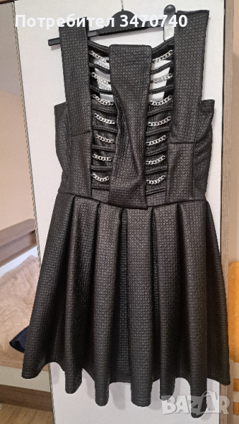 Черна кожена рокля Megz, снимка 1