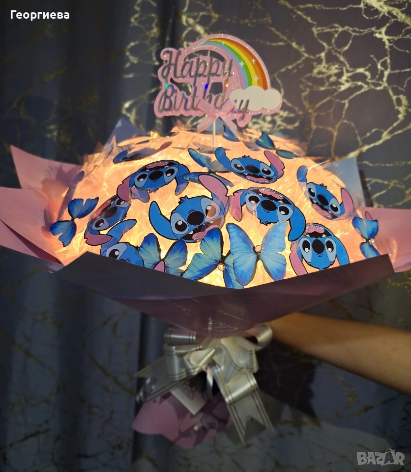 🎁 Stich/Светещи букети – създадени да носят радост и усмивки! 🎂🌈, снимка 1
