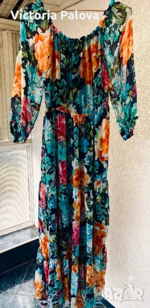Дълга рокля Италия коприна и вискоза, снимка 1