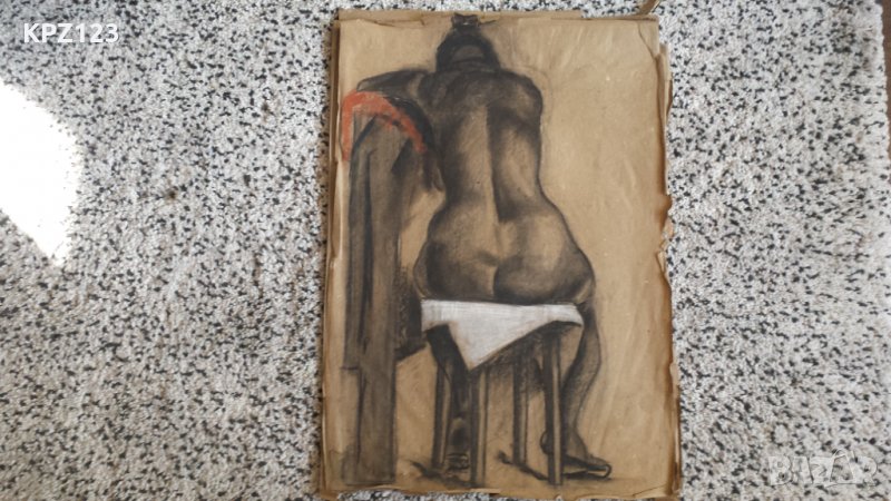 СТАРА ГРАФИКА ГОЛО ЖЕНСКО ТЯЛО, снимка 1