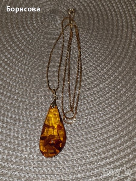 Златно колие с кехлибар , снимка 1