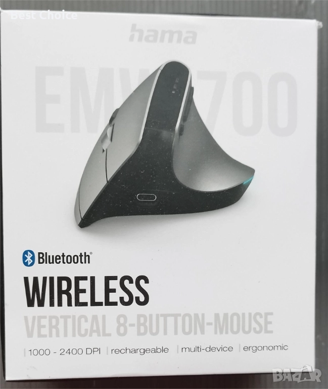 Вертикална мишка Hama EMW-700, безжична, ергономична, 8 бутона, снимка 1