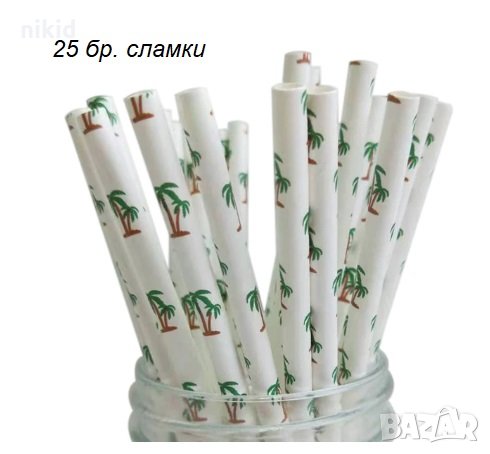 25 бр картонени сламки Кокосова палма парти украса декорация рожден ден, снимка 1