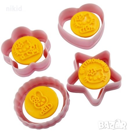 Коте Кити hello kitty 4 бр пластмасови форми резци с печати за сладки тесто фондан бисквитки, снимка 1