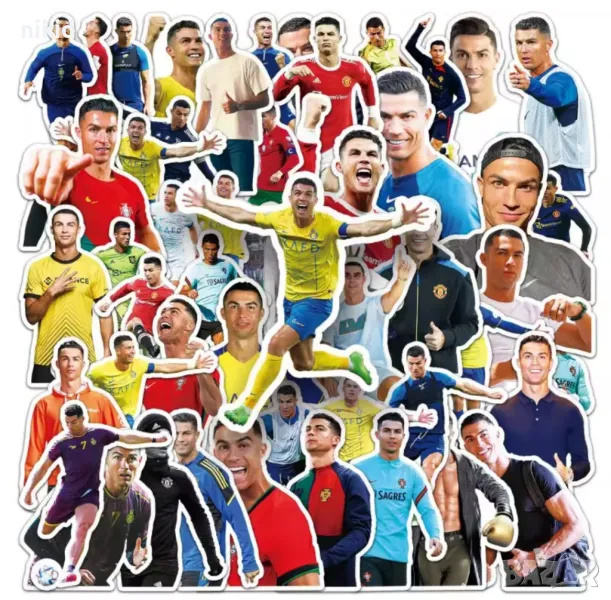 50 бр Родалдо футбол футболни самозалепващи лепенки стикери за украса декор картонена торта и др, снимка 1