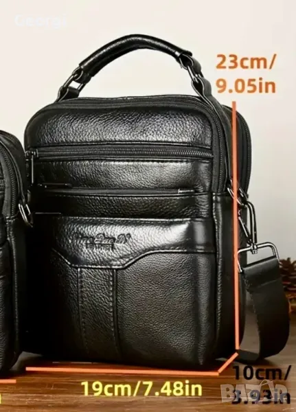 Ежедневно/Елегантна, Лятна Мъжка чанта /Черна Луксозна естествена кожа!, снимка 1