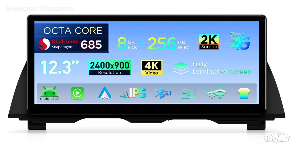 Продавам мултимедия с Андроид 14 за БМВ 5 серия F10/F11 фейслифт., снимка 1