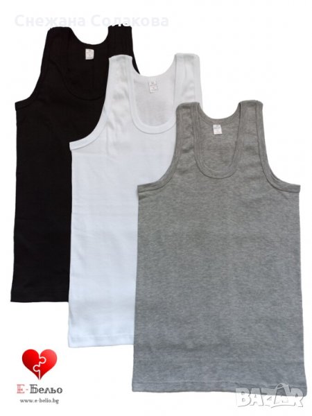 Меки памучни потници в 3 цвята - черен, бял и сив.  Размери: M, L, XL, XXL и 3XL  Цена на брой-10 лв, снимка 1