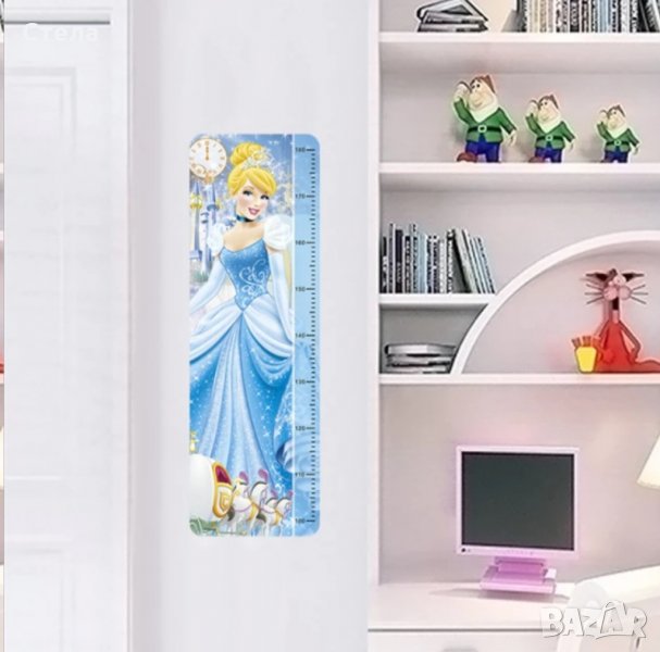 Стикер Ана и Елза/ Леденото кралство със скала за измерване ръста на детето , снимка 1