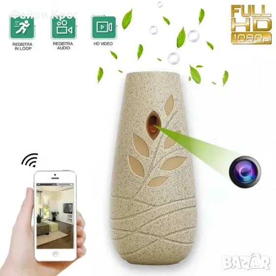 Скрита Камера Ароматизатор Спрей, шпионска камера Wi-Fi нощно виждане сигурност видеонаблюдение, снимка 1