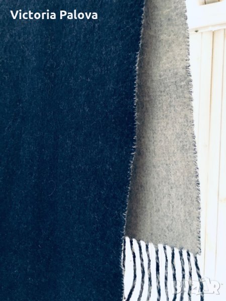 Двуцветен шал-сиво и синьо 150/27см, снимка 1