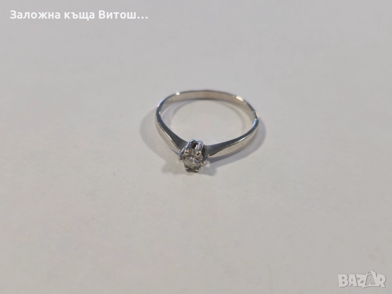 Златен пръстен бяло злато 14к 1.64гр., снимка 1