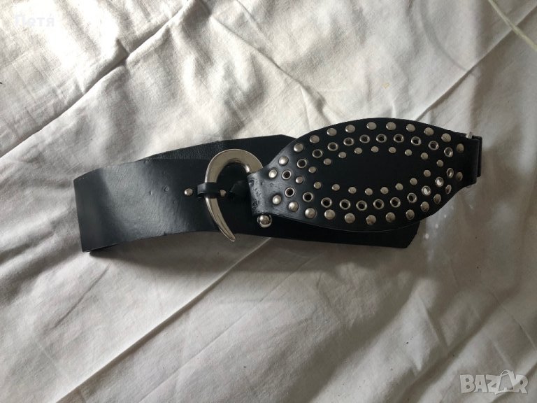 Дамски черен кожен колан, снимка 1
