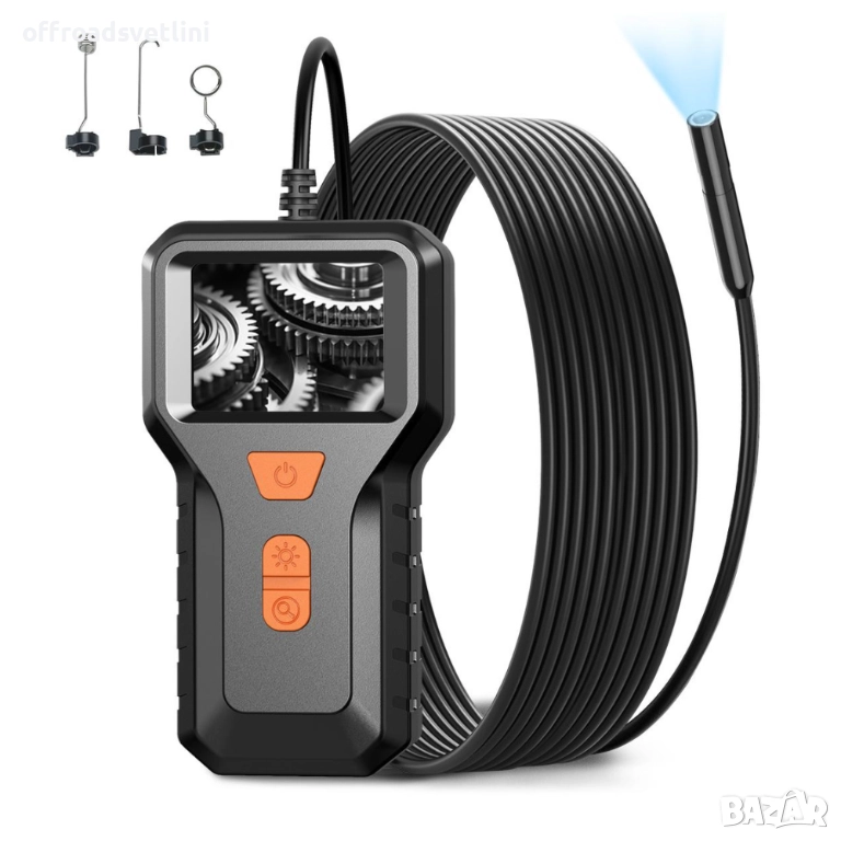 Индустриален ендоскоп – 5 метра кабел, Ø8 мм, HD камера, 2" дисплей, снимка 1