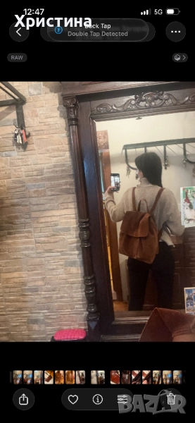 Дамска раница естествен велур , снимка 1