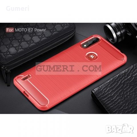 Motorola Moto E7 Power - Противоударен Силиконов Гръб - Карбон , снимка 3 - Калъфи, кейсове - 32978352