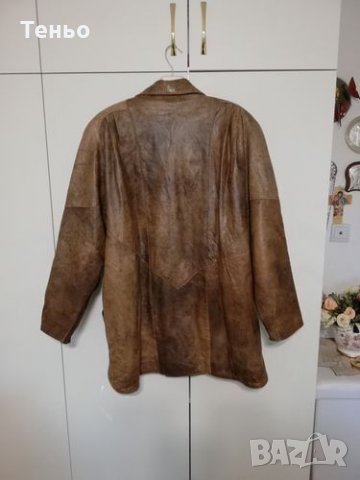 Дамско кафяво кожено яке, снимка 2 - Якета - 27597694