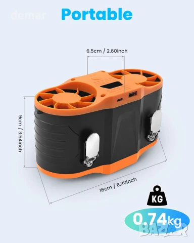 FERNIDA Преносим вентилатор за кръста/висящ на врата, акумулаторен 20000mAh, снимка 6 - Вентилатори - 50594460