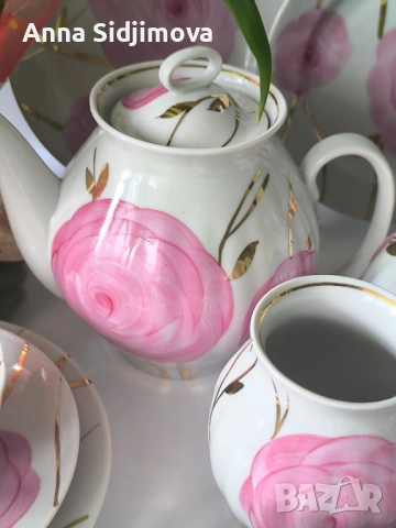 Руски порцелан сервиз за чай Дулево , снимка 5 - Сервизи - 52163595