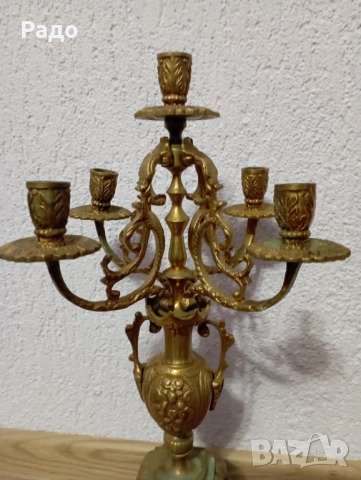 Комплект от два големи масивни бронзови свещника - свещник, снимка 5 - Антикварни и старинни предмети - 52823800