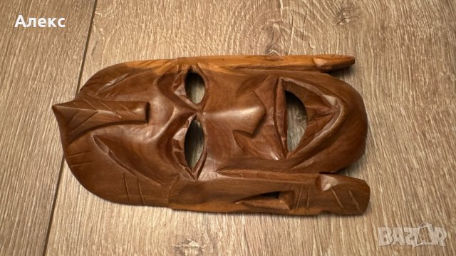 Африканска малка дървена маска, ръчна изработка., снимка 3 - Антикварни и старинни предмети - 44020734