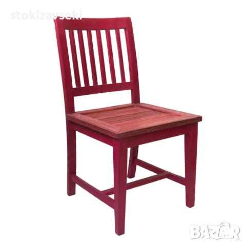 Дървен трапезен стол, червен, 47*47*92см