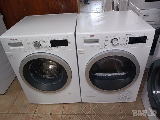 Комплект пералня и сушилня с термопомпа Бош серия 8 А+++ 2 години гаранция!, снимка 1