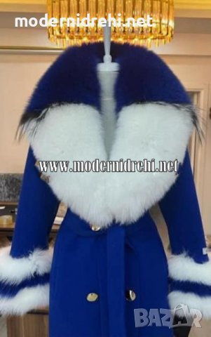 Дамско луксозно палто кашмир вълна и лисица код 127, снимка 1 - Палта, манта - 37801262